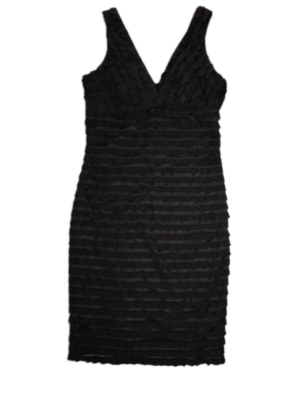 Roulette Black Sleeveless Ruffled Tiered V-Neck Dress Size 8